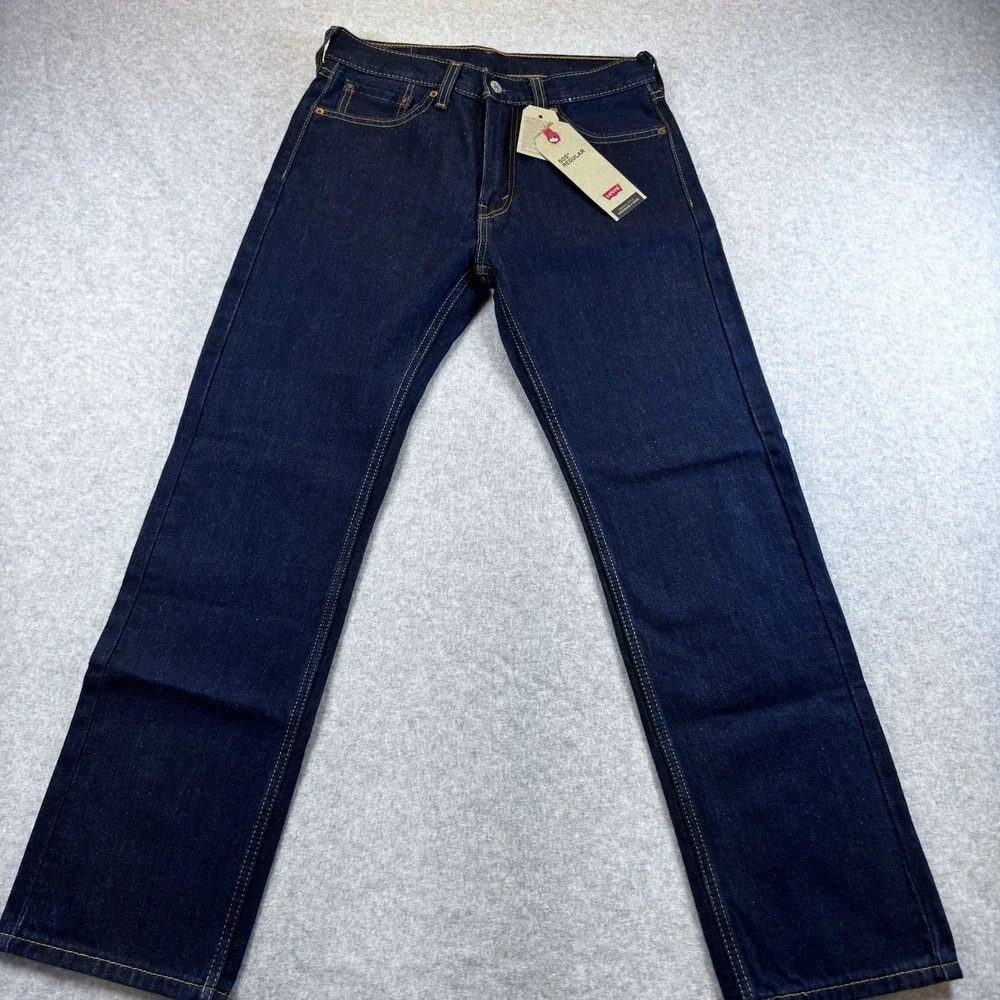 Levi's 505 Jeans 30X30 Men's Stretch Regular Fit Zip Fly Straight Leg Dark Blue